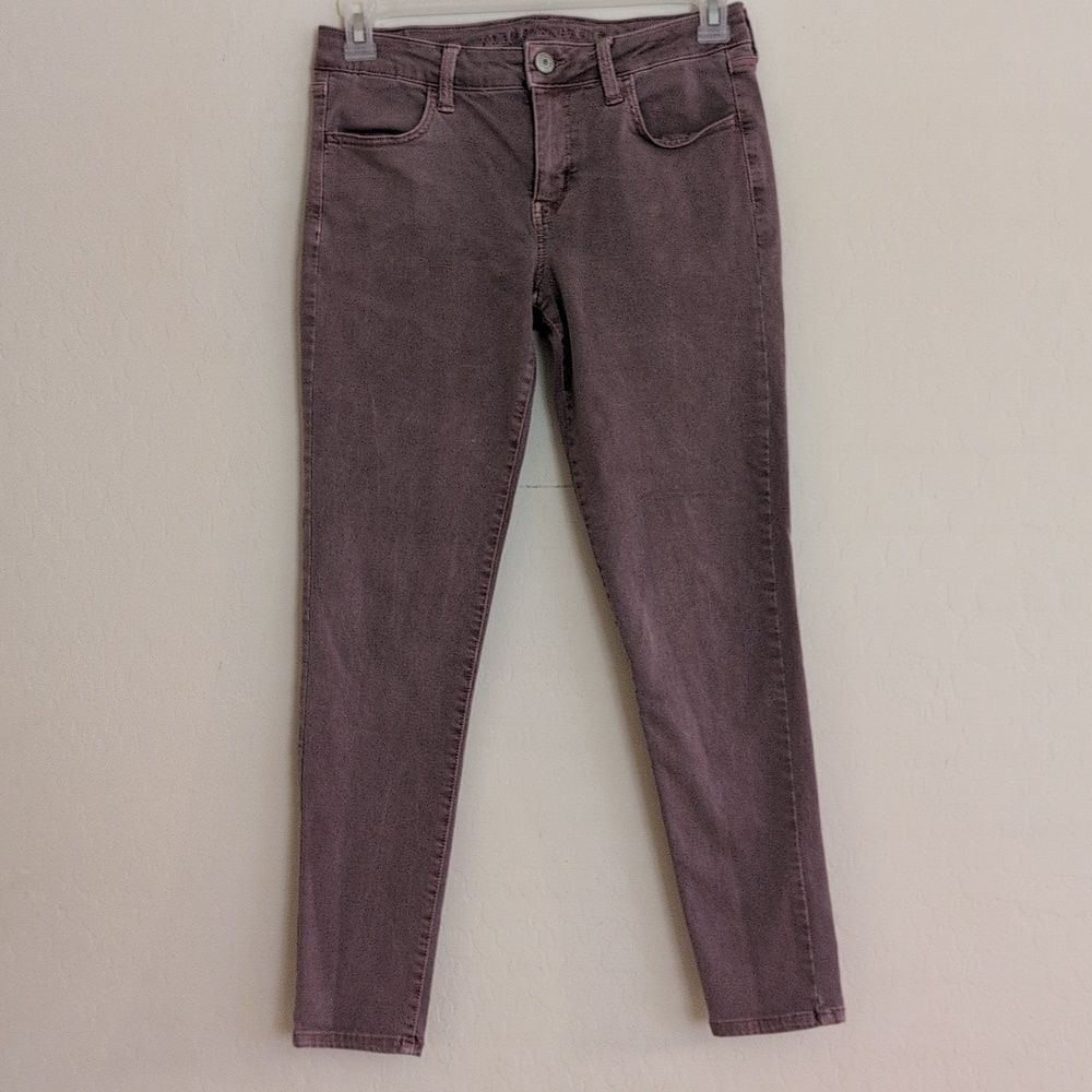American Eagle Jegging Skinny Low Rise Denim Jeans Purple Pink Stretch - Size 10